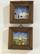 Obraz miniaturka ręcznie malowane sygnowane 2 szt