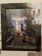 Obraz ogród w ramie brązowej