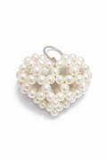 Brelok serce z perełek handmade biały do kluczy torebki