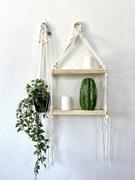 Zestaw wisząca półka 80cm z kwietnikiem 70cm boho makrama