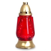 Znicz szklany czerwony z wkładem Zniczplast 24,5cm _ ~28h _ 80g