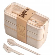 Lunchbox Pudełko na Żywność Pojemnik 3 Piętrowy Sztućce 