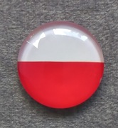 Kaboszon szklany okrągły biało - czerwony 2,5cm