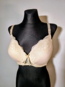 Beżowo kremowy biustonosz stanik z koronką r. 105F