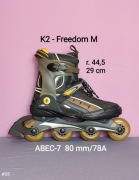 Rolki K2 Freedom dla mężczyzn - ABEC-7 80 mm/78A - rozm. 44,5/29 cm