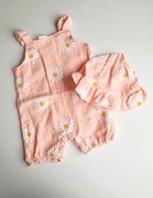 letnie body rampersy z kapeluszem dla dziewczynki zestaw na plażę 3-6m