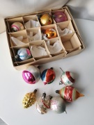 Stare szklane bombki choinkowe vintage PRL dekoracje świąteczne