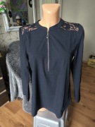 Moyabo koszula tunika damska M granatowa zamek koronka bluzka 