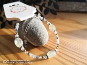 Amulet ochrony i harmonii Prehnit, Hematyt, Kamień księżycowy 