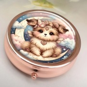 Metalowe pudełko pudełeczko na leki, witaminy. Piesek