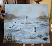 obraz ręcznie  malowany farbami akrylowymi o wymiarach 70x80