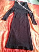 goth metal punk czarna swterkowa sukienka sexy z kołnierzem