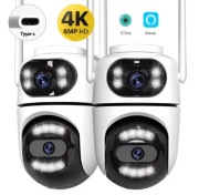 2x Kamera WiFi 8MP Obrotowe IP66 iCsee 2 obiektywy