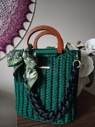 Torebka kosz, ręcznie wykonana na szydełku, Handmade