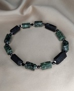 Męska unisex bransoleta z kamieni serafinit czarny turmalin surowy prezent