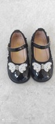 Piękne nowe Balerinki dla dziewczynki kremowe czarne cekiny kokardka 25