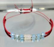 BRANSOLETKA KAMIEŃ AKWAMARYN KOSTKI  CYTRYN CZERWONA SZCZĘŚCIE SZER.15 cm