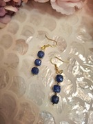 Kolczyki handmade srebro pozłacane z naturalnych kamieni hematyt lapis lazu