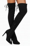 9195 DAMSKIE CZARNE ZAMSZOWE KOZAKI NA ZAMEK NA OBCASIE ZA KOLANO 37