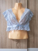 bralet, braletka, top, crop top, rozm. XL, koronka, błękitna, kobieca
