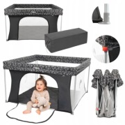 Kojec dla dziecka 126 x126 cm Snøen ciemnoszary-czarny, suchy basen