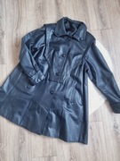 Vintage skórzany płaszcz czarny damski