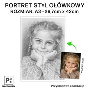 Portret ołówkowy ze zdjęcia - A3 - do 3 OSÓB - IDEALNY NA PREZENT
