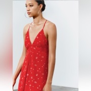 Zara sukienka maxi czerwona wiskoza szelki r. XL