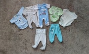 Zestaw 7 sztuk ubranek niemowlęcych dla chłopca body, pajacyki r. 50/56