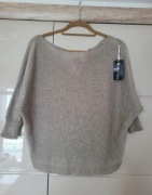 sweter oversize taupe z wiązaniem na plecach nowy