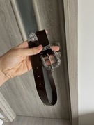 Nowy damski pasek vintage w czekoladowym kolorze