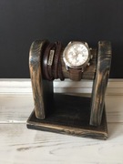 Drewniany stojak na zegarki i biżuterię heban