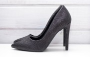 Buty Szpilki Stiletto Czarne Brokatowe Eleganckie