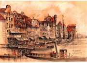 Gdańsk- 21x30cm Akwarela - Pomysł na prezent 