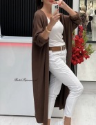 Kardigan Narzutka Sweter Czekolada Brąz Italy Brązowy