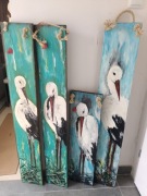 Anioły malowane na sosnowych deskach 