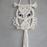 MAKRAMA SOWA 30 cm dekoracja boho ze sznurka POLSKIE RĘKODZIEŁO 