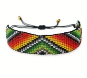 Bransoletka BOHO pleciona z koralików kolorowa green