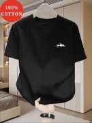 Koszulka Męska Czarna Casual Gorpcore Góry Bawełniana LATO