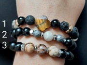 Bransoletka MOCY kamienie JASPIS ONYKS TYGRYSIE OK