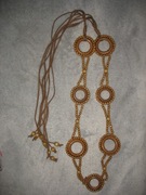 Pasek drewno skóra kólka Boho