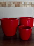 Ceramiczne doniczki osłonki komplet 3 sztuk Marry Christmas świeta