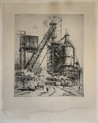 Scena Przemysłowa Śląsk Akwaforta/Akwatinta, duża, przed 1939r.