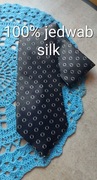 krawat jedwabny 100% jedwab silk czarny kwadraty M&S