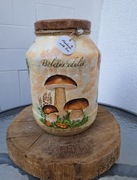 Słoik handmade Decoupage 2.5L na suszone grzyby