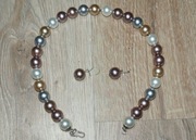 Naszyjnik i kolczyki z duże pereły naturalne słodkowodne