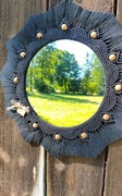 Duże makramowe lustro z mandalą w stylu Boho - kolor czarny