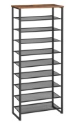 Regał na buty 10 poziomów metalowy wąski 60 cm loft