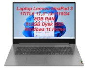 Laptop Lenovo IdeaPad 3 17ITL6, 17,3", i3-1115G4, 8GB RAM, 512GB Dysk SSD. 