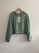 Nowa z metką zielona miętowa bluza krótka L 40 luźna rozpinana z kapturem